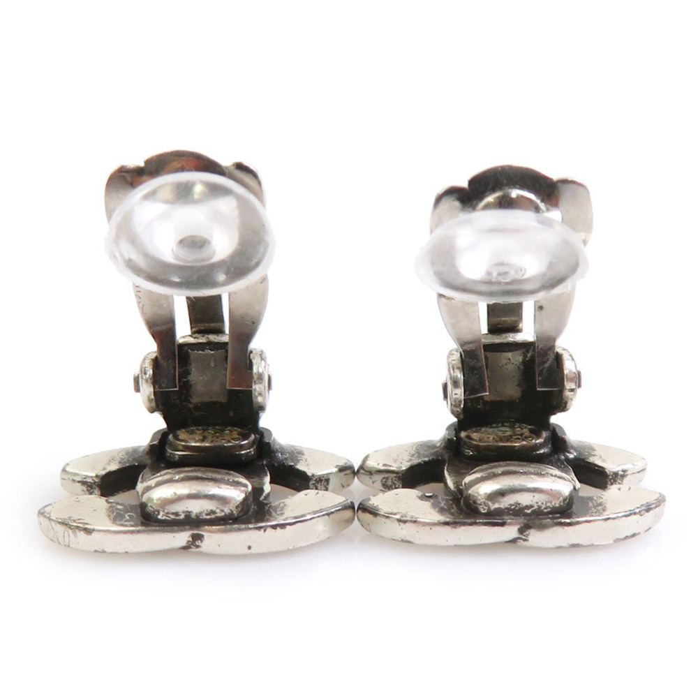 CHANEL Authentic Silver Logo Earrings - Picture 6 of 8